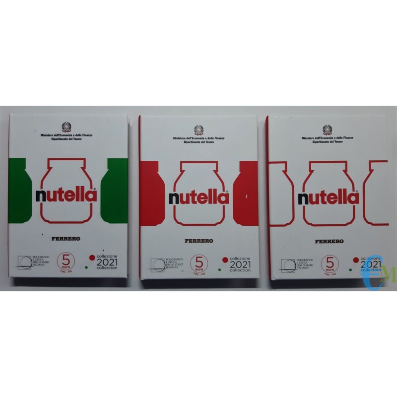 Italia 2021 - 5 euro excelencias italianas - Tríptico de Nutella suelto - Blanco Verde Rojo