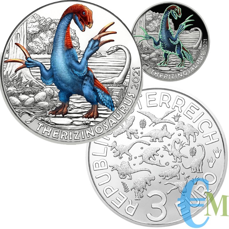 Austria 2021 - 3 euro Therizinosaurus cheloniformis - 6° moneta Supersaurus
