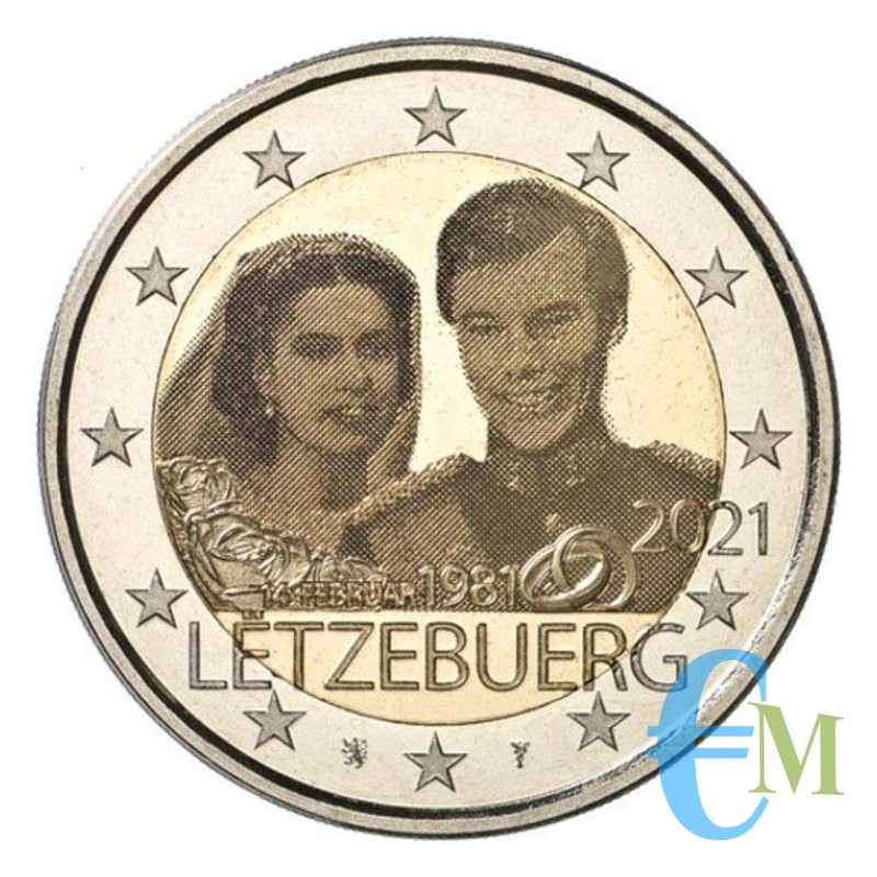 2 euro commemorativo 40º anniversario di matrimonio del Granduca Enrico con Maria Teresa versione foto.