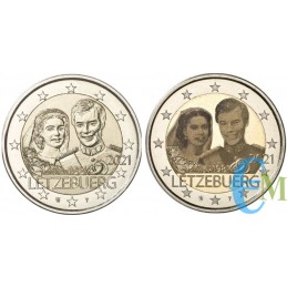 Lussemburgo 2021 - Lotto 2 euro 40º matrimonio del Granduca Enrico le due versione