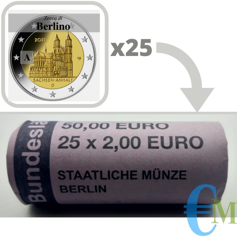Germania 2021 - Rotolino 2 euro Cattedrale di Magdeburgo - zecca A