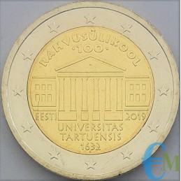 Estonie 2019 - 2 euros commémorative du 100e anniversaire de la fondation de l'Université de Tartu.