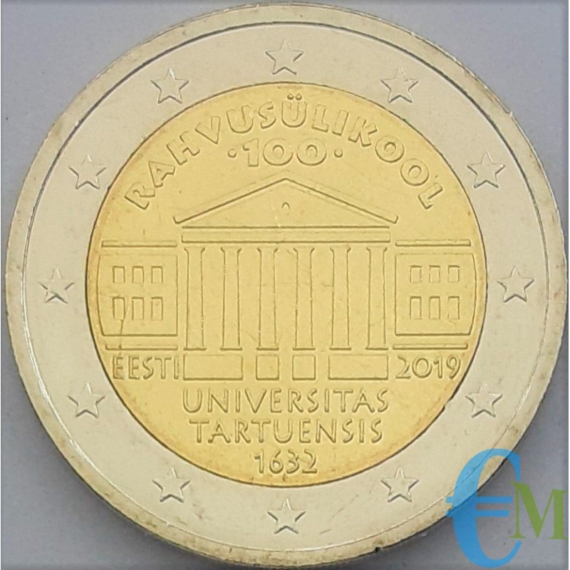 Estonia 2019 - 2 euros conmemorativos del centenario de la fundación de la Universidad de Tartu.