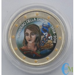 Italy 2018 - 2 euro colored commemorative coin 60th anniversary of the establishment of the Ministry of Health.