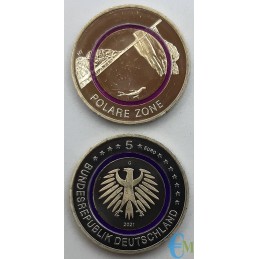 Alemania 2021 - Zona polar de 5 euros con anillo de polímero violeta
