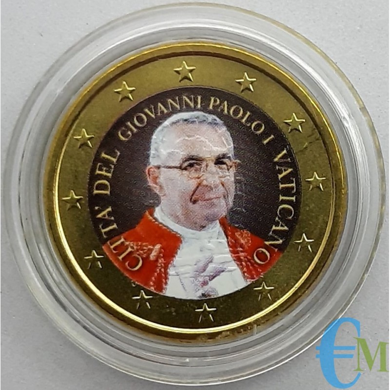 50 centavos del Vaticano coloreados por el Papa Juan Pablo I
