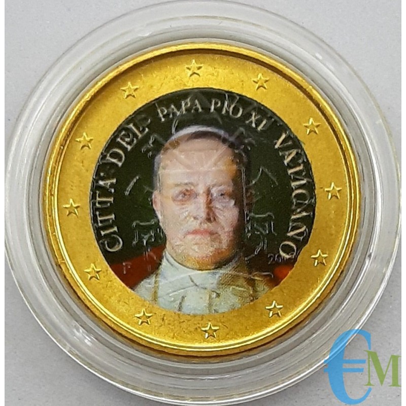 50 céntimos del Vaticano coloreados por el Papa Pío XI
