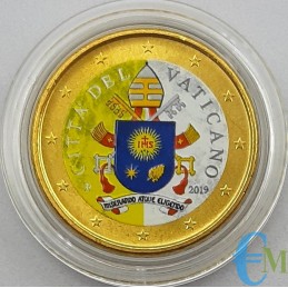 Vatican 50 cents colored Vatican Coat of Arms 2019