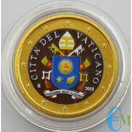 Vatican 50 cents colored Vatican Coat of Arms 2018