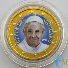 Vaticano 50 centesimi colorato di Papa Francesco