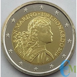San Marino 2019 - 2 euros 500 muerte de Leonardo da Vinci sin carpeta