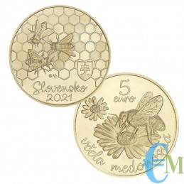 Slovaquie 2021 - 5 euro Faune et Flore - L'Abeille
