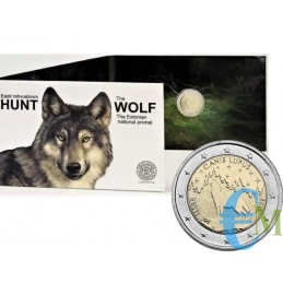 Estonie 2021 - 2 euros le National Animal Wolf of Estonia BU en coincard