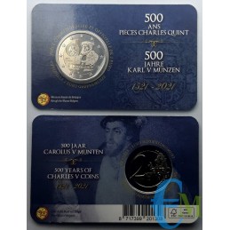 Belgique 2021 - 2 euros 500ème commande de pièces de Charles V BU en coincard FR