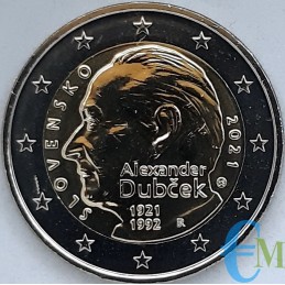 2 euros 100 ° nacimiento de Alexander Dubček