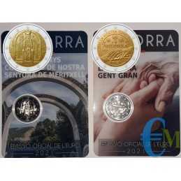 Andorra 2021 - Lot 2 euro 100th Meritxell and Let's take care of our elderly