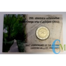 Slovénie 2010 - 2 euros 200ème Jardin Botanique de Ljubljana BU en coincard