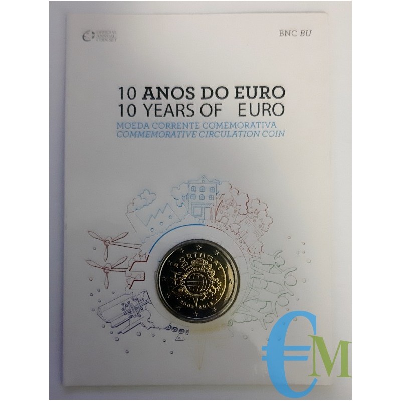 Portogallo 2012 - 2 euro 10° Euro Moneta BU in Folder
