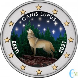 Estonia 2021 - 2 euro colored the Wolf National Animal of Estonia 2nd type