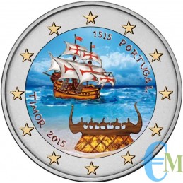 Portogallo 2015 - 2 euro colorato 500° dei primi contatti con Timor