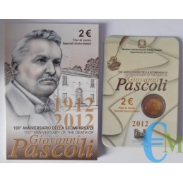 Italia 2012 - 2 euro 100° morte di Giovanni Pascoli in folder ufficiale