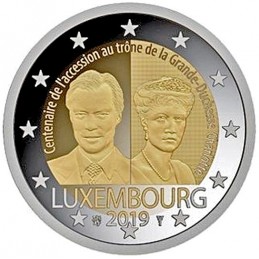 Lussemburgo 2019 - 2 euro 100° anniversario dell'ascesa al trono e del matrimonio della Granduchessa Carlotta.