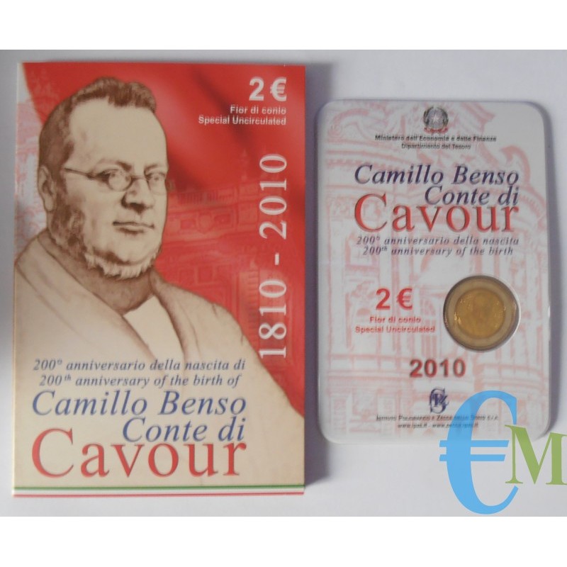 Italia 2010 - 2 euro 200° nascita Camillo Benso conte di Cavour in Folder