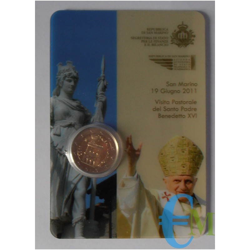 San Marino 2011 - 2 euro visita di Benedetto XVI in Folder