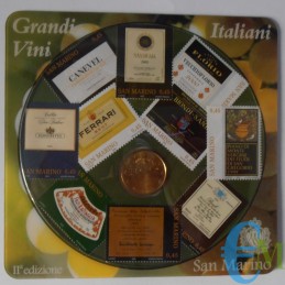San Marino 2007 - 50 cent in blister con serie Grandi Vini Italiani 2005