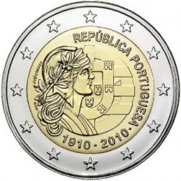 Portogallo 2010 - 2 euro commemorativo 100° anniversario della Repubblica Portoghese.