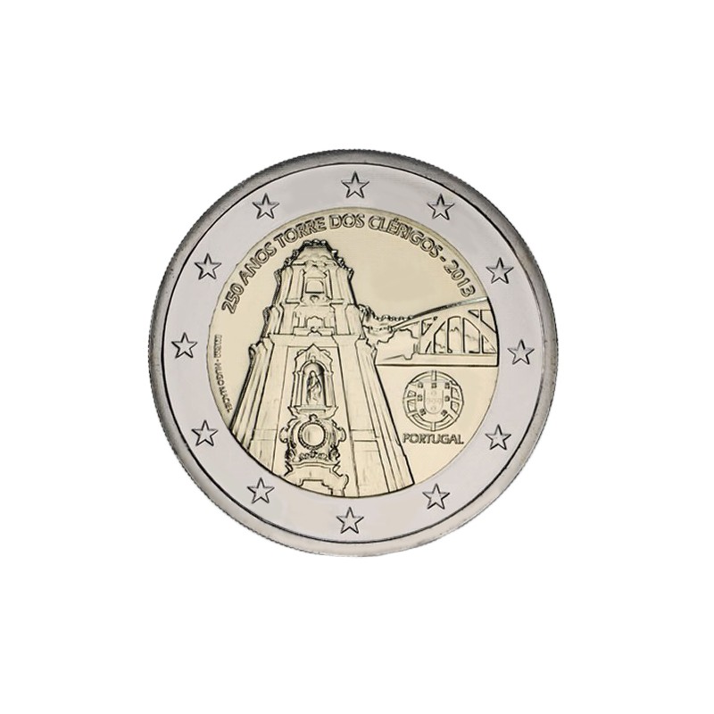 Portugal 2013 - 2 euros conmemorativos del 250 aniversario de la construcción de la Torre dos Clérigos.