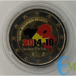 Belgio 2014 - 2 euro colorato 100° inizio Prima Guerra Mondiale