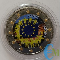 Lettonia 2015 - 2 euro colorato 30° Bandiera Europea