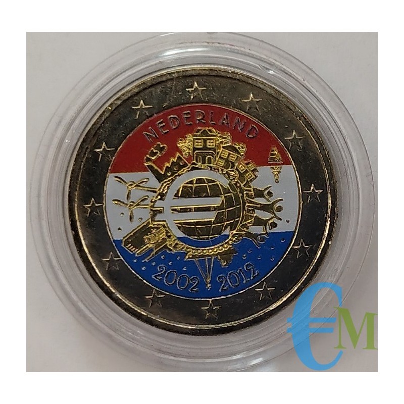 Olanda 2012 - 2 euro colorato 10° delle Monete e Banconote in Euro