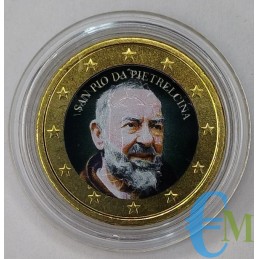 50 centesimi colorato di San Pio da Pietrelcina