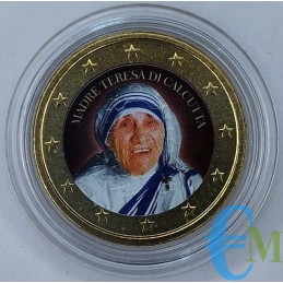 50 centavos coloreados de Madre Teresa de Calcuta