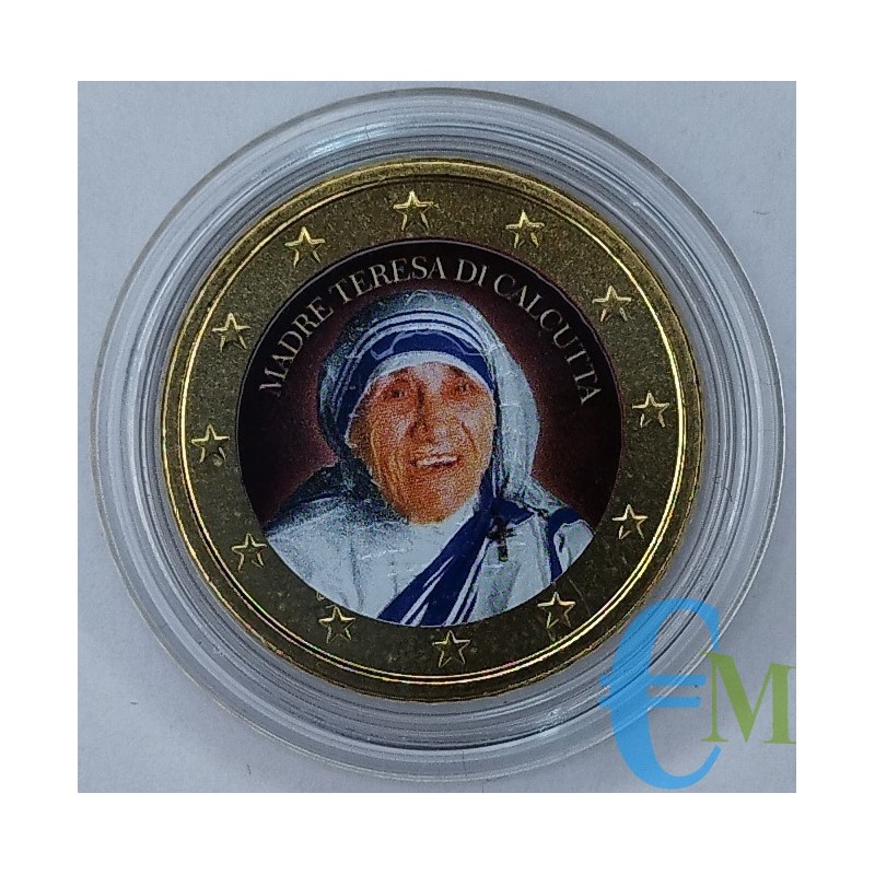 50 centesimi colorato di Madre Teresa di Calcutta