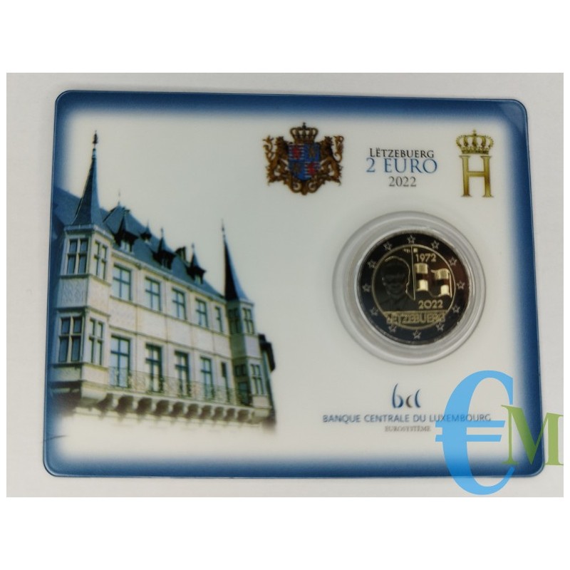 Lussemburgo 2022 - 2 euro 50º della bandiera del Lussemburgo in coincard BU