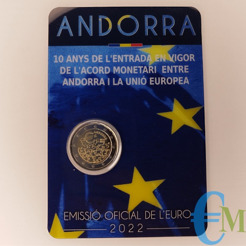 Andorra 2022 - 2 euro 10º accordo monetario tra Andorra e Unione Europea