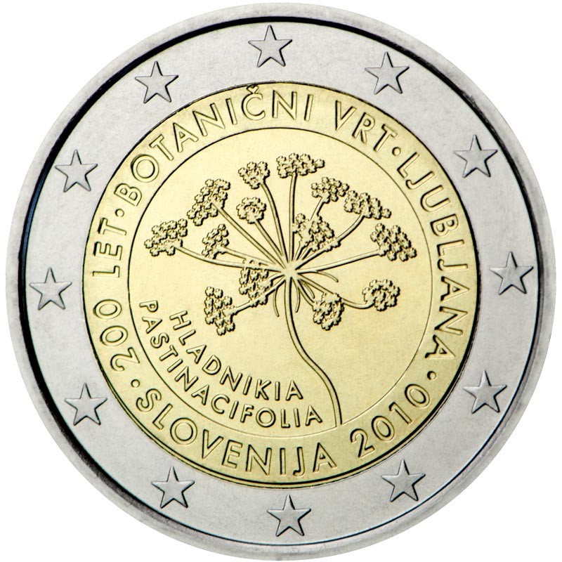Slovenia 2010 - 2 euro commemorativo 200° anniversario dell'Orto botanico di Lubiana.