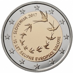 Slovenia 2017 - 2 euro commemorativo 10° anniversario dell'introduzione dell'Euro in Slovenia.