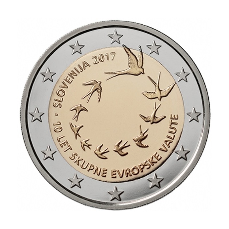Slovenia 2017 - 2 euro commemorativo 10° anniversario dell'introduzione dell'Euro in Slovenia.