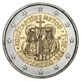 Slovacchia 2013 - 2 euro commemorativo 1150° anniversario dell'avvento di Cirillo e Metodio nella Moravia.