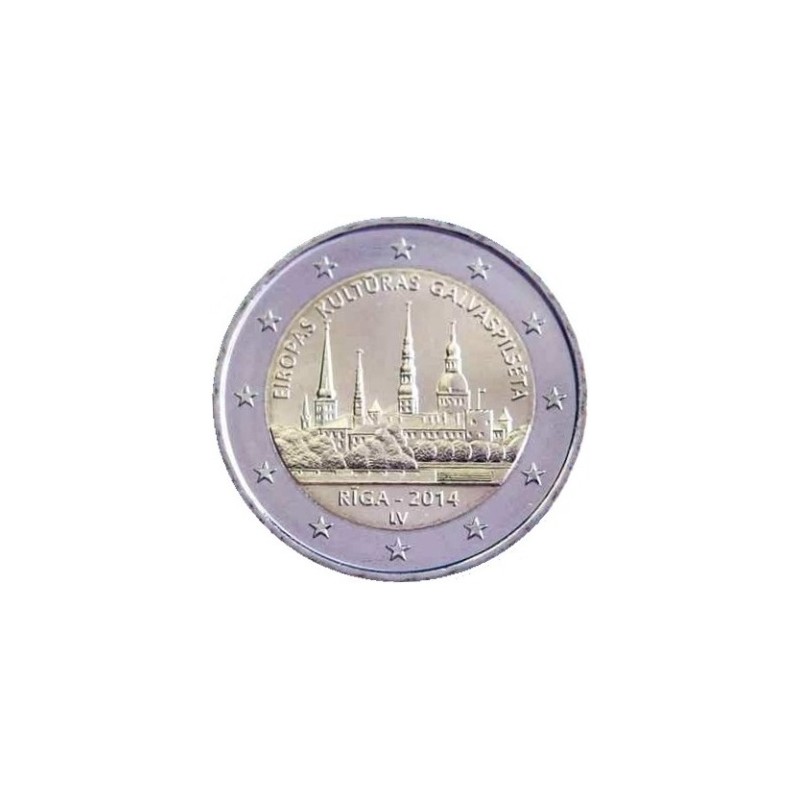 Letonia 2014 - Moneda conmemorativa de 2 euros Riga, capital europea de la cultura.