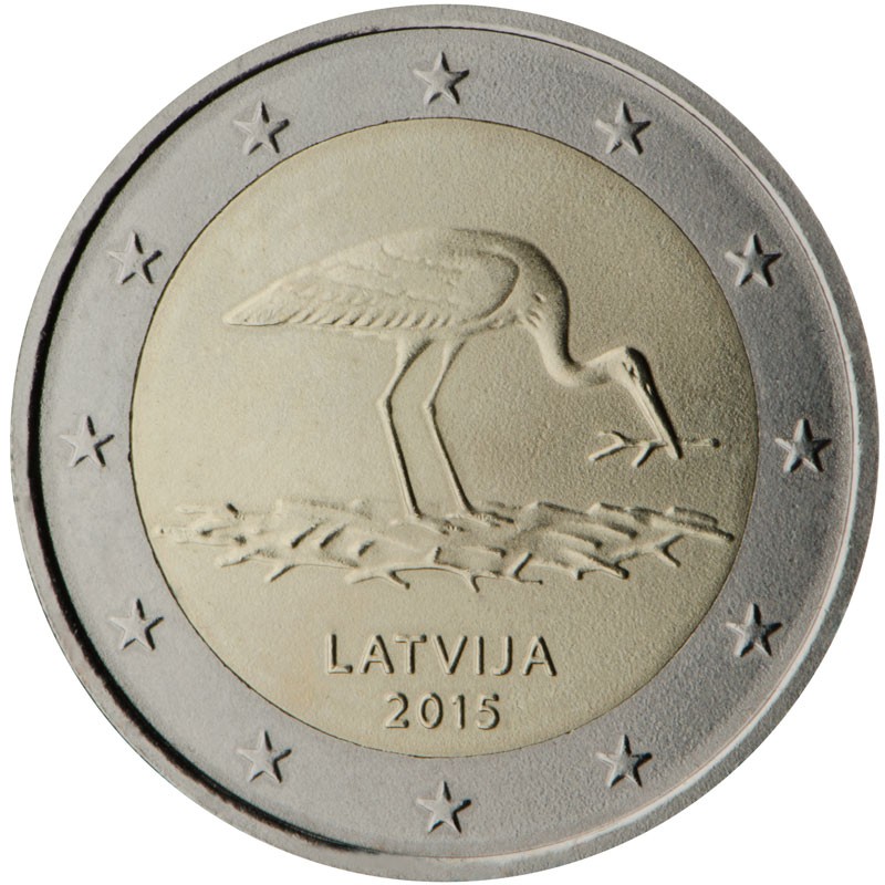 Lettonia 2015 - 2 euro commemorativo cicogna nera.