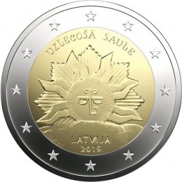 Letonia 2019 - 2 euros escudo conmemorativo de Letonia, sol naciente.