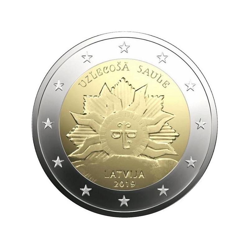 Letonia 2019 - 2 euros escudo conmemorativo de Letonia, sol naciente.