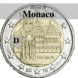 Municipio di Brema e Markplatz, 5° moneta dedicata ai Lander tedeschi - zecca di Monaco D