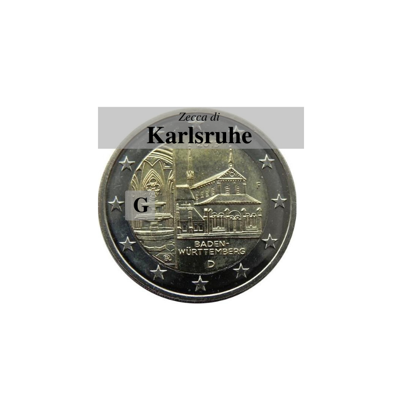 Germania 2013 - 2 euro commemorativo monastero di Maulbronn, 8° moneta dedicata ai Lander tedeschi - zecca di Karlsruhe G