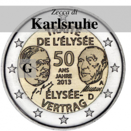 Germania 2013 - 2 euro commemorativo 50° anniversario della firma del Trattato dell'Eliseo - zecca di Karlsruhe G
